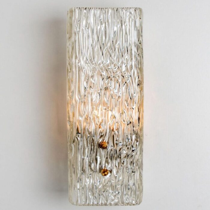 elongated gold textured glass wall lights by j t kalmar 1960 set of 2 7