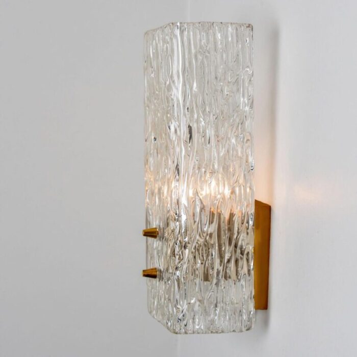 elongated gold textured glass wall lights by j t kalmar 1960 set of 2 8