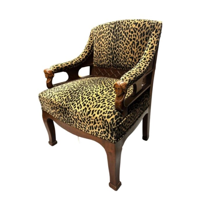 empire style leopard print covering chairs pair 0893