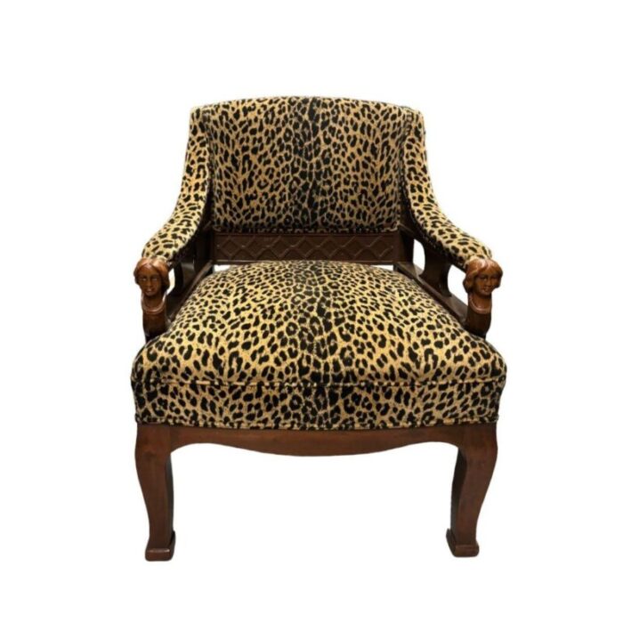 empire style leopard print covering chairs pair 2891