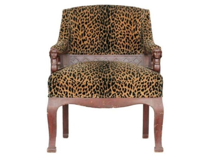 empire style leopard print covering chairs pair 6676