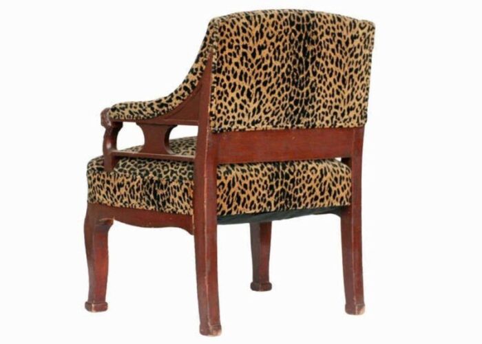 empire style leopard print covering chairs pair 9237