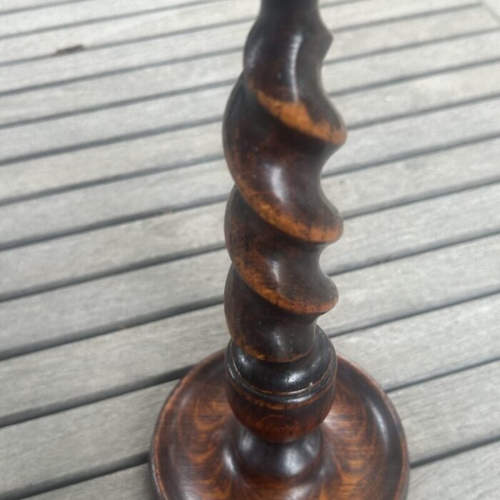 english 19th century oak barley twist candlestick 0093