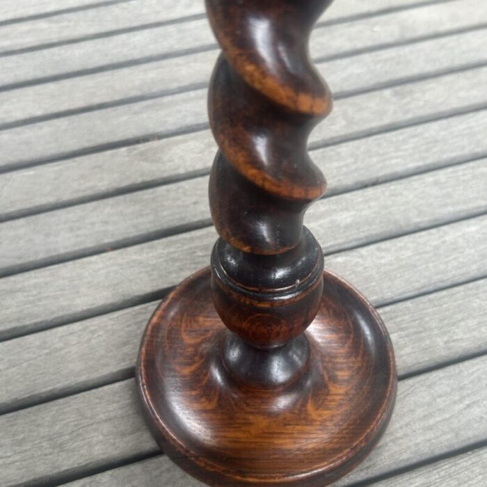 english 19th century oak barley twist candlestick 3545