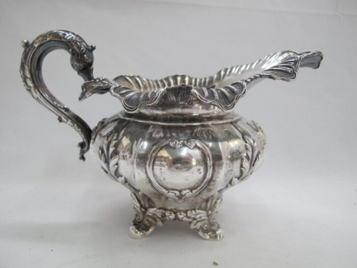 english victorian sterling silver teapot sugar and creamer service set 3983