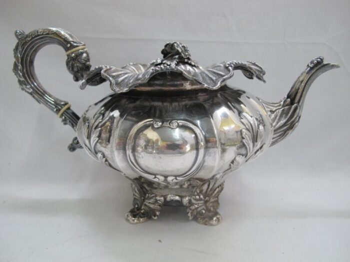 english victorian sterling silver teapot sugar and creamer service set 5245