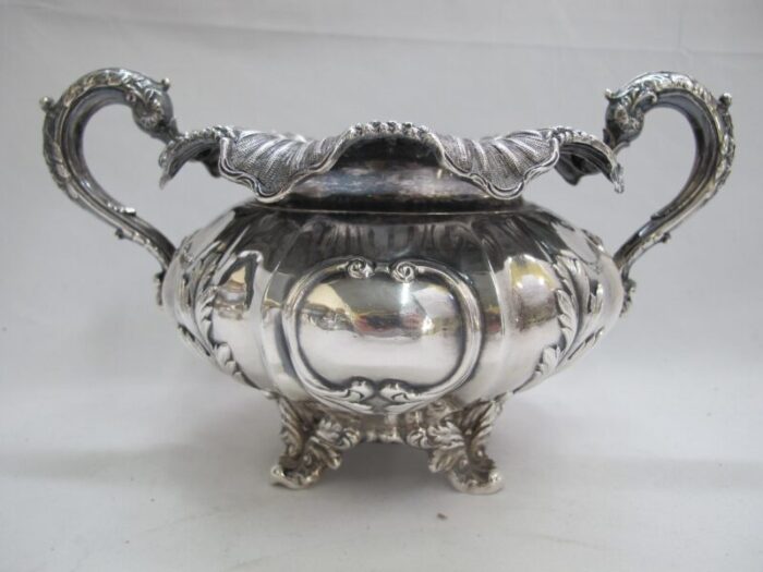 english victorian sterling silver teapot sugar and creamer service set 9226