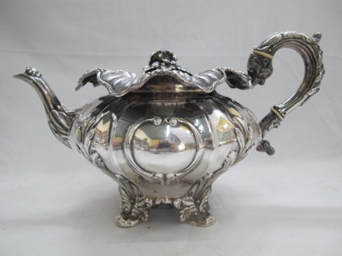 english victorian sterling silver teapot sugar and creamer service set 9361