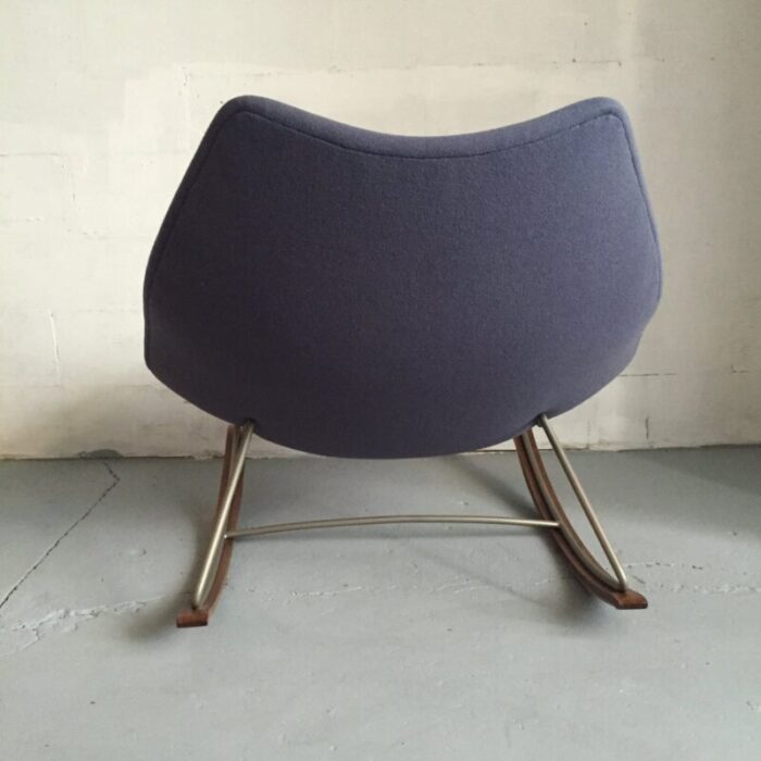 f595 rocking chair in blue fabric and steel by geoffrey harcourt for artifort 1960s 3