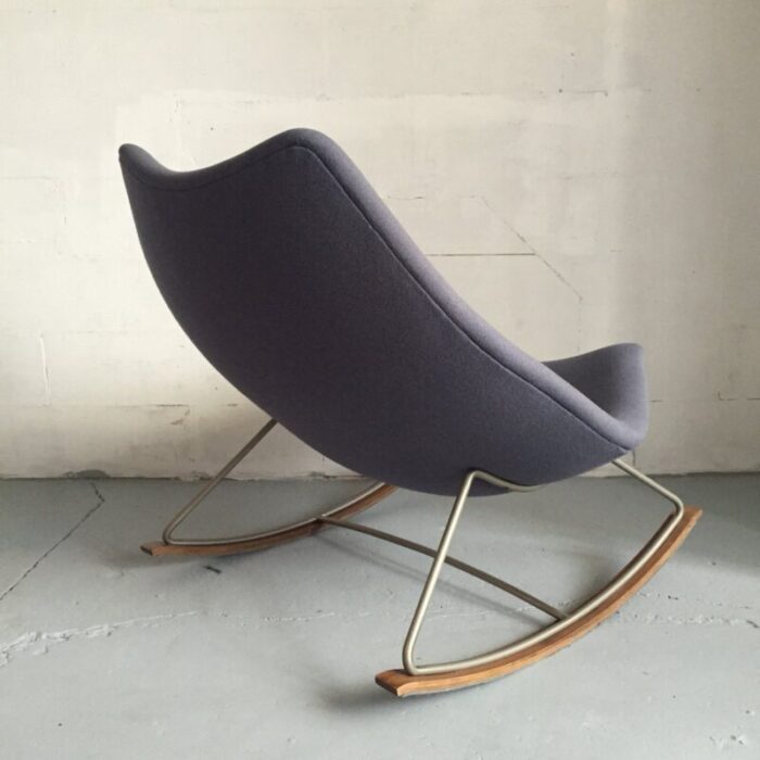 f595 rocking chair in blue fabric and steel by geoffrey harcourt for artifort 1960s 4