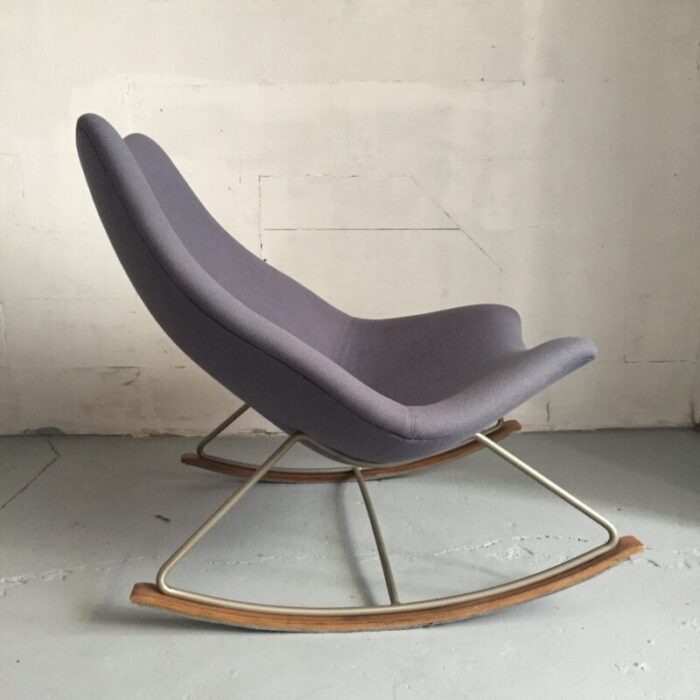 f595 rocking chair in blue fabric and steel by geoffrey harcourt for artifort 1960s 5