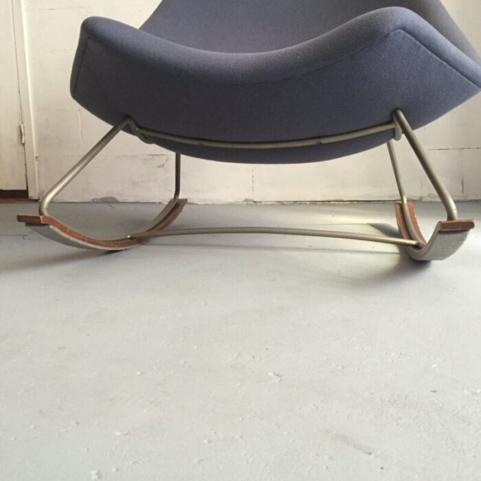 f595 rocking chair in blue fabric and steel by geoffrey harcourt for artifort 1960s 8