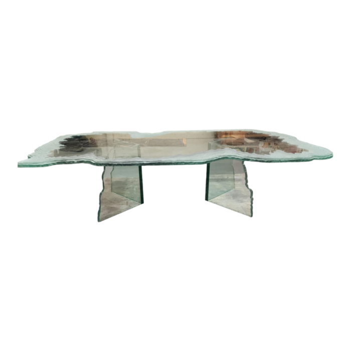 fantastic mid century free form frosted glass layered water waves coffee table c1960s 9109