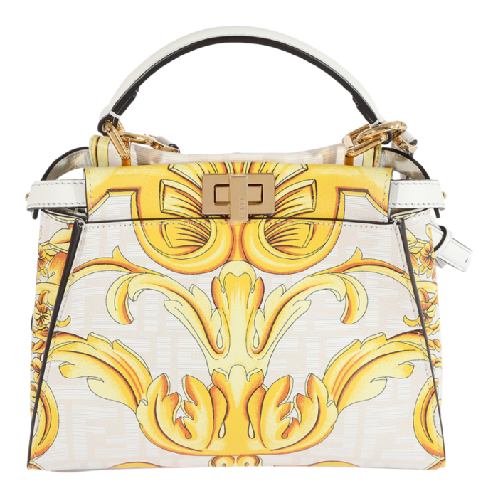 fendi x versace fendace gold baroque and white ff motif mini peekaboo 0837