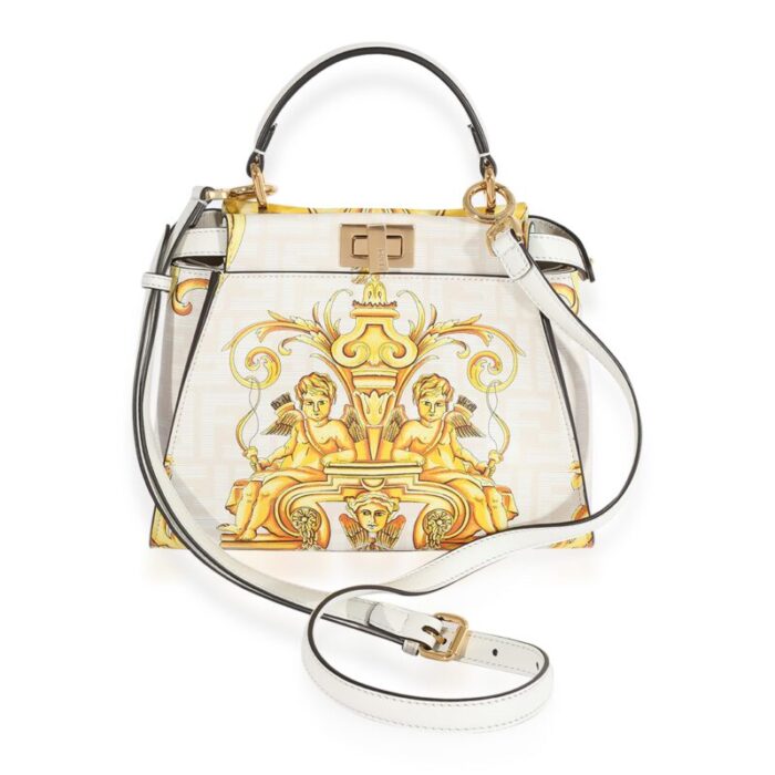 fendi x versace fendace gold baroque and white ff motif mini peekaboo 8490