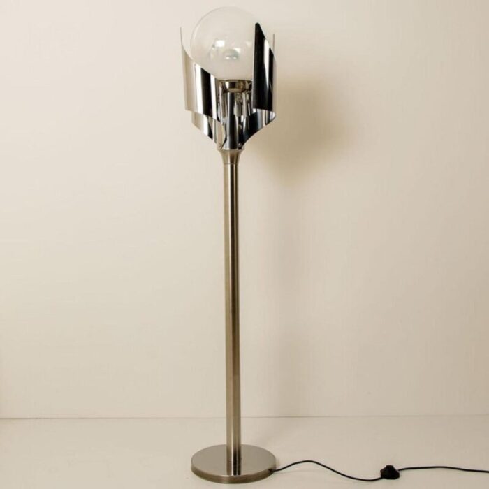 floor lamp in chrome and blown glass by reggiani 1970 10