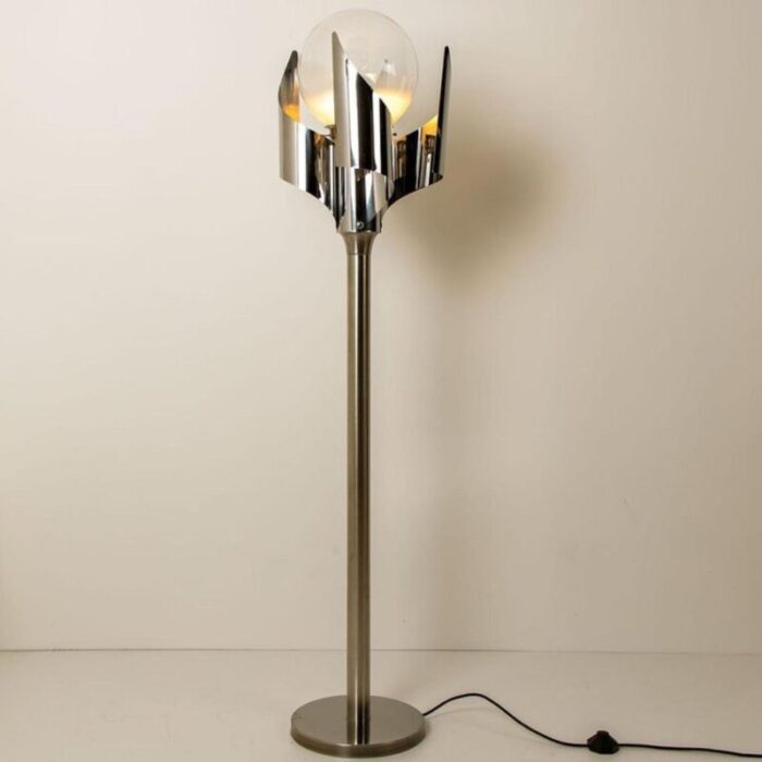 floor lamp in chrome and blown glass by reggiani 1970 3