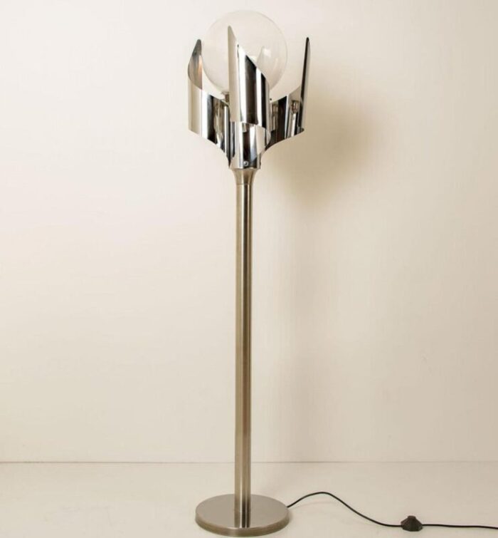 floor lamp in chrome and blown glass by reggiani 1970 7