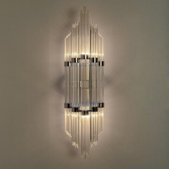 flower shaped glass rod wall sconce in chrome 1960 4