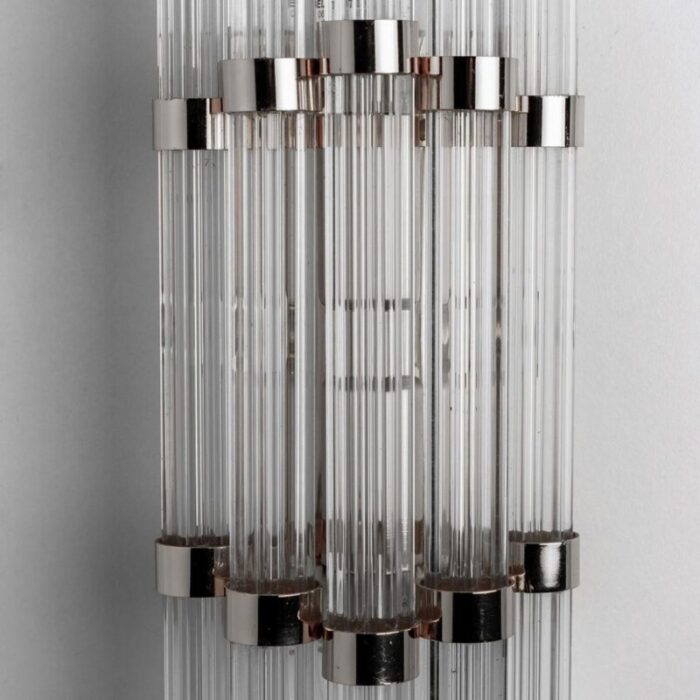 flower shaped glass rod wall sconce in chrome 1960 6