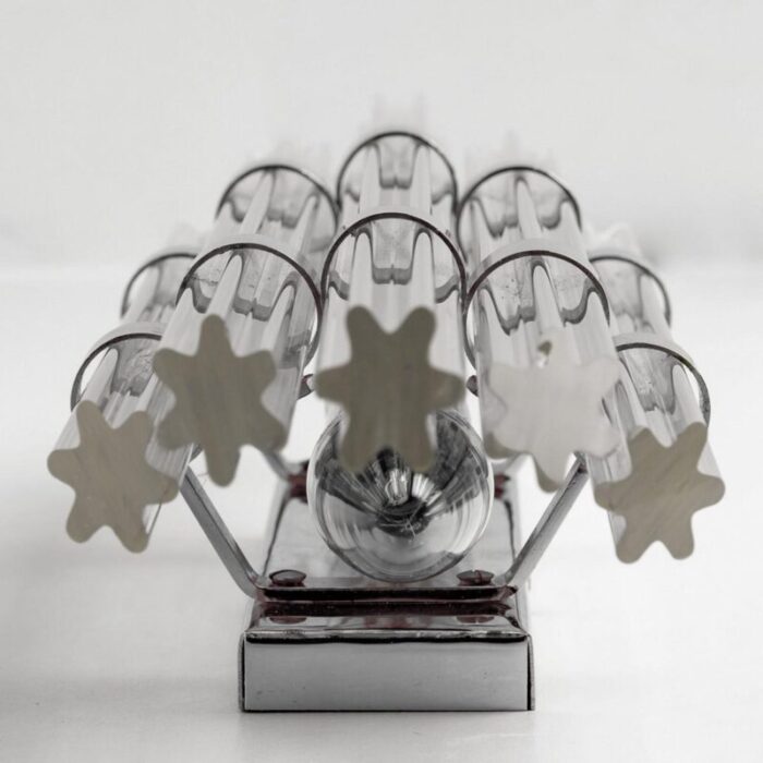 flower shaped glass rod wall sconce in chrome 1960 7