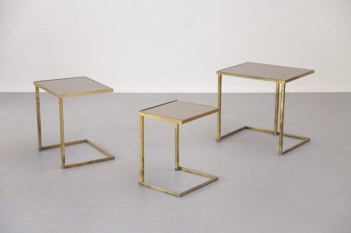 french brass nesting tables 1950s 10