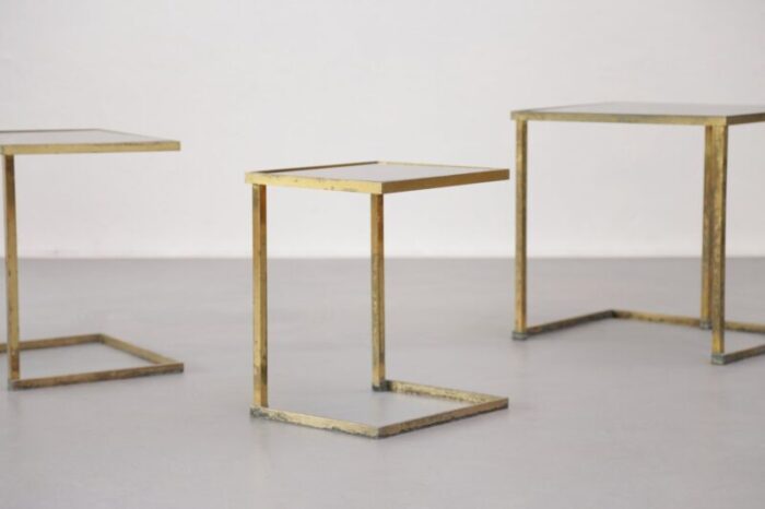 french brass nesting tables 1950s 11