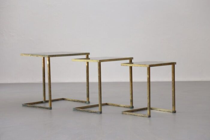 french brass nesting tables 1950s 2