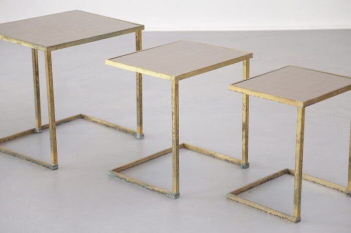 french brass nesting tables 1950s 3