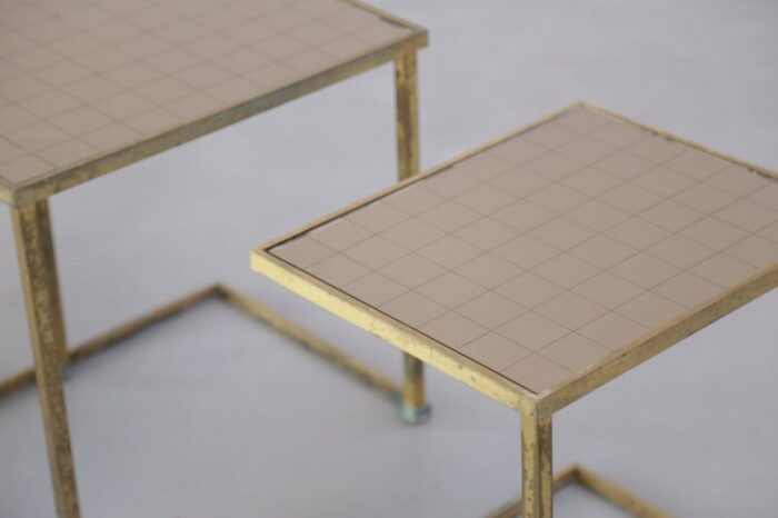 french brass nesting tables 1950s 4