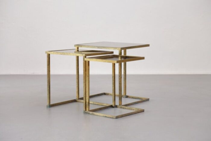 french brass nesting tables 1950s 5