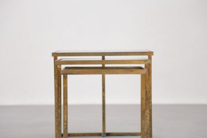 french brass nesting tables 1950s 6