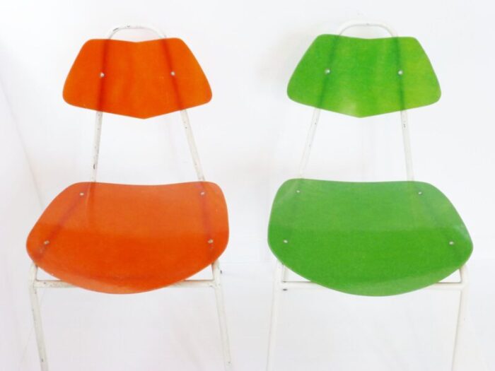 french fiberglass chairs 1950s set of 2 3