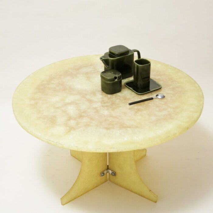 french pale yellow resin coffee table 1970s 3