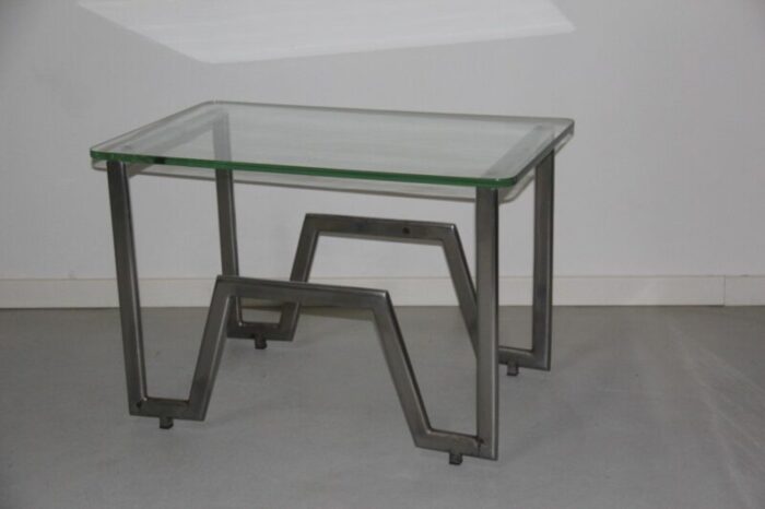 french rationalist chromed metal table 1930s 1