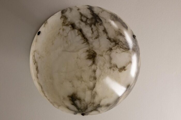 french smoky white alabaster pendant light with dark veins 1920s 11