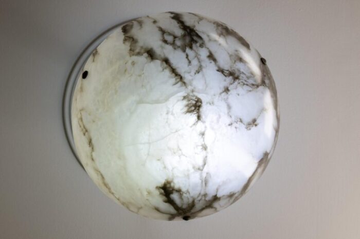 french smoky white alabaster pendant light with dark veins 1920s 12