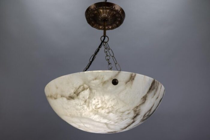 french smoky white alabaster pendant light with dark veins 1920s 17