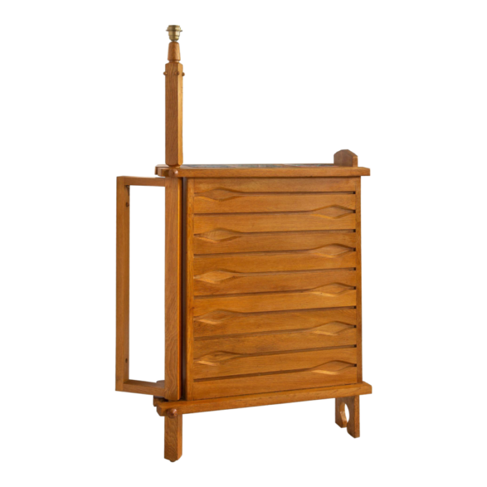 french waxed oak swinging bar serving cabinet by guillerme et chambron 0730