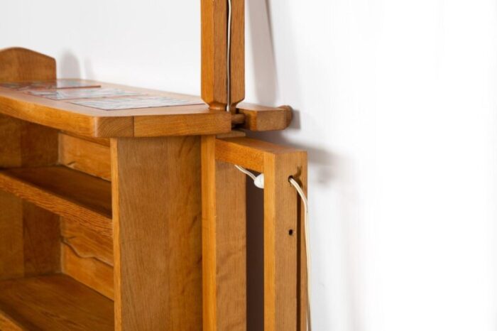 french waxed oak swinging bar serving cabinet by guillerme et chambron 4750