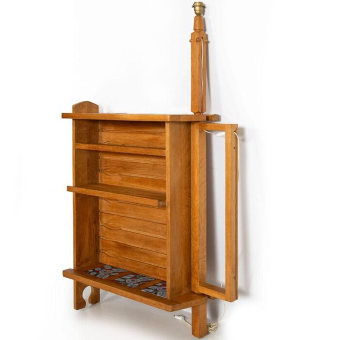 french waxed oak swinging bar serving cabinet by guillerme et chambron 5617