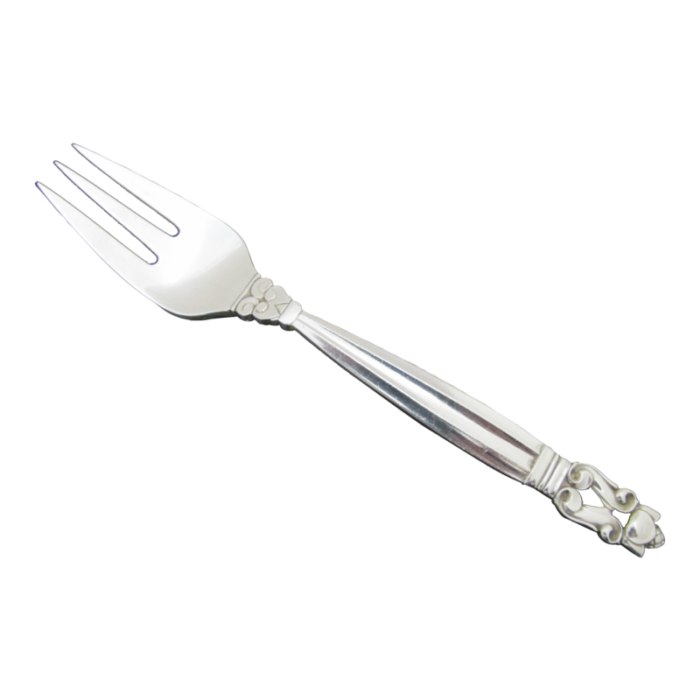 georg jensen denmark sterling silver acorn 3 tine solid fish fork 6 12 8264