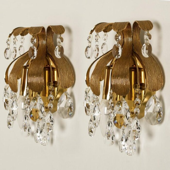 german crystal wall lights by ernst palme 1960 set of 2 5