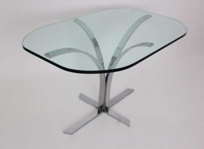 german glass and chrome dining table 1960s 1