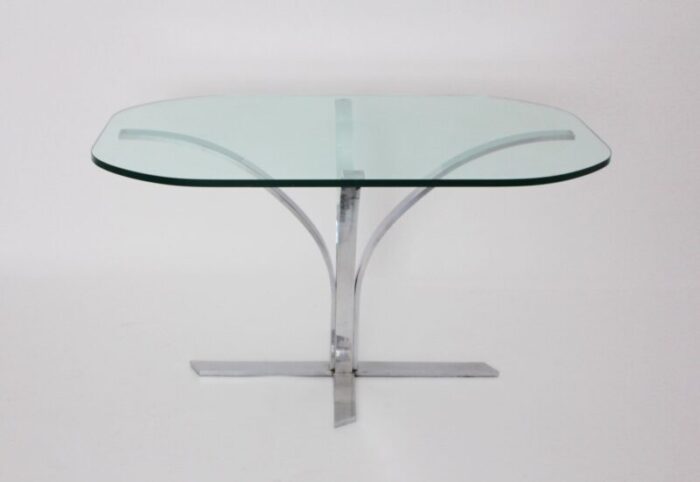 german glass and chrome dining table 1960s 3