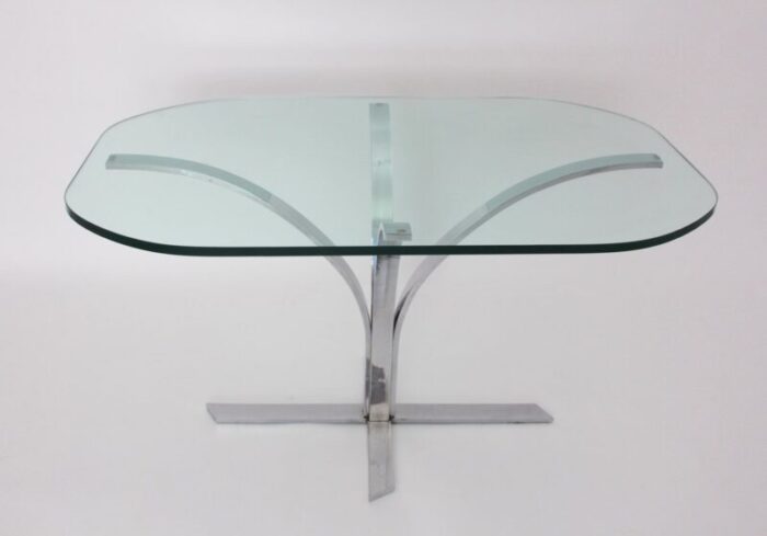 german glass and chrome dining table 1960s 4