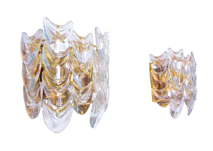 german wall sconces in crystal glass and gilt brass 1960s set of 2 8