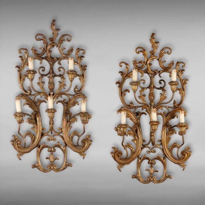 gilded iron mecca sconces set of 2 1