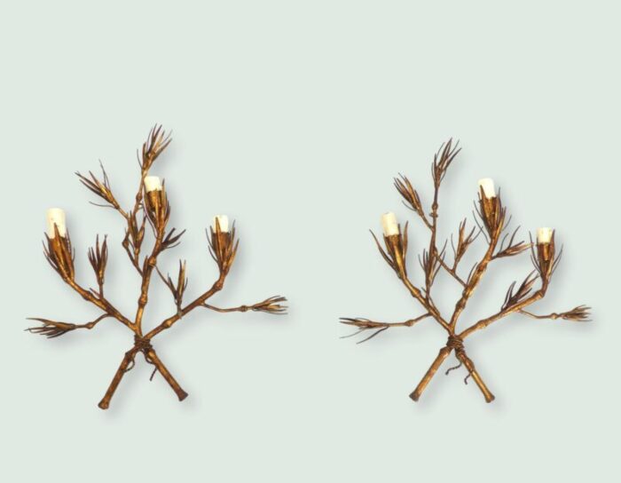 gilded iron wall lights 1960 set of 2 1