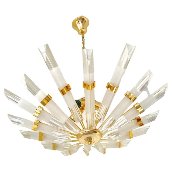 gilt gold glass murano chandelier from venini italy 1980s 1